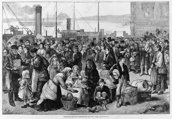 Irish immigrants awaiting passage to America