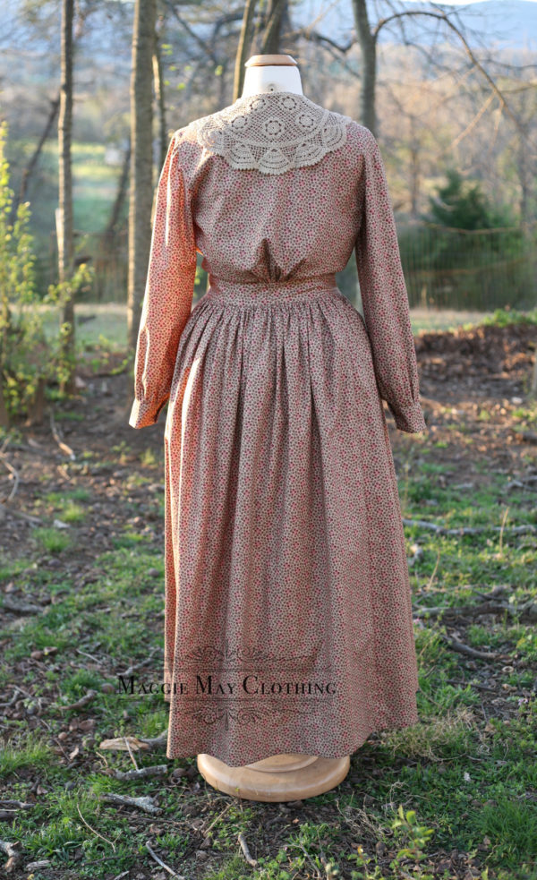 1850s Work Dress in Wild Berry Print – Maggie May Clothing- Fine ...